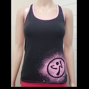 Zumba Racerback Tank Pink & Black - Size Medium